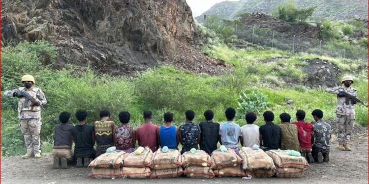 حرس الحدود بجازان يضبط 14 مخالفًا لتهريبهم 210 كيلوجرامات من القات