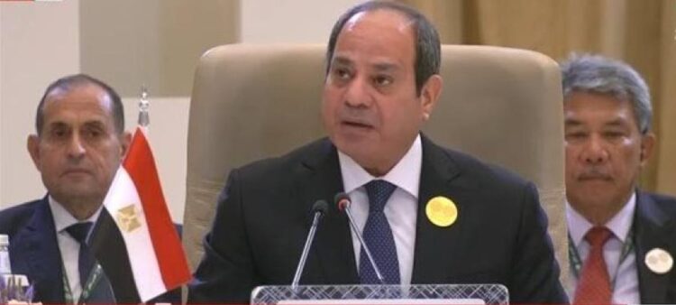 الرئيس المصري: إقامة الدولة الفلسطينية المستقلة الشرط الضرورى لتحقيق الأمن والاستقرار