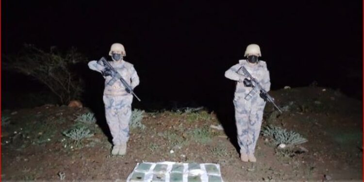 حرس الحدود بجازان يقبض على 5 مخالفين لتهريبهم 90 كيلوجرامًا من القات