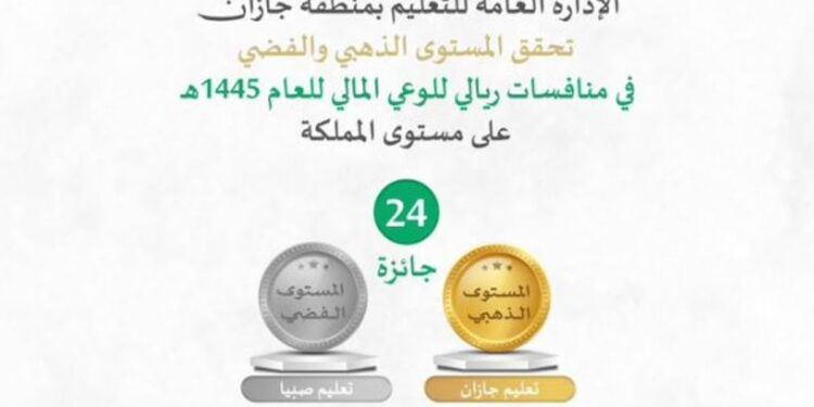 «تعليم جازان» يحقق المستوى الذهبي والفضي و24 جائزة في منافسات ريالي للوعي المالي