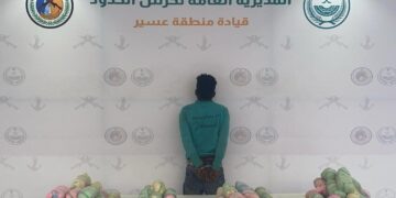 حرس الحدود بعسير يقبض على مخالف لنظام أمن الحدود لتهريبه 393 كيلوجرامًا من نبات القات المخدر