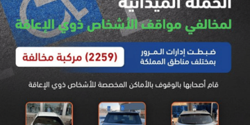 ضبط 2259 مركبة مخالفة وقف أصحابها بأماكن ذوي الإعاقة