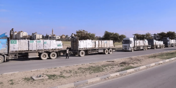 وصول قوافل إغاثية سعودية جديدة إلى جنوب قطاع غزة