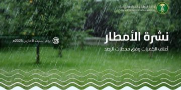 «البيئة» ترصد هطول أمطار في 10 مناطق عبر 83 محطة رصد.. وعلقة الزلفي بالرياض الأعلى هطولًا