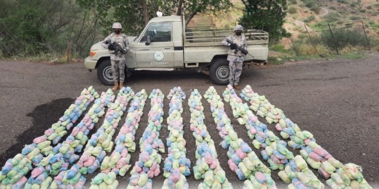 حرس الحدود بمنطقة عسير يحبط تهريب (140) كيلوجرامًا من نبات القات المخدر