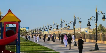 مضامير المشي بمحافظة طريف متنفس رياضي خلال الإجازة الصيفية