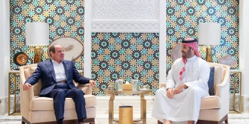 ولي العهد يبحث مع الرئيس المصري تطورات الأوضاع في فلسطين