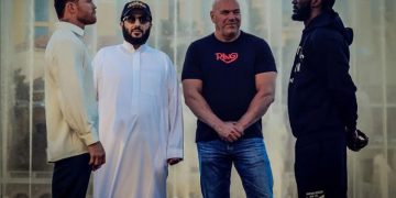 قبل انطلاق أسبوع النزال التاريخي.. تركي آل الشيخ يحضر أول مواجهة «Face Off» بين «كانيلو وكروفورد» في لاس فيجاس