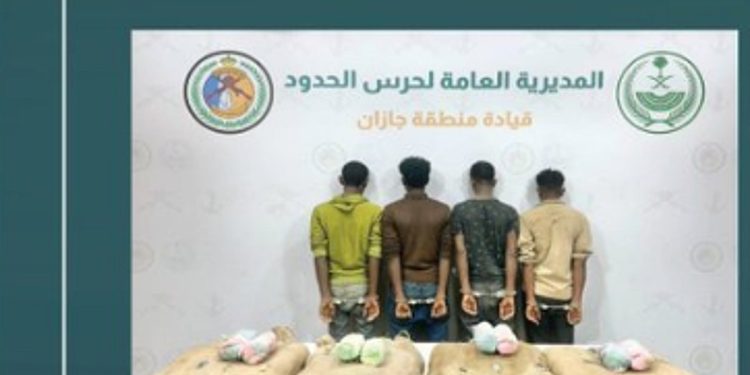 القبض على 4 مخالفين من الجنسية الإثيوبية لتهريبهم 80 كيلوجرامًا من القات في جازان