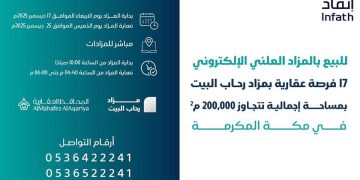 17 فرصة عقارية في مكة المكرمة بمزاد رحاب البيت