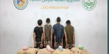 حرس الحدود بجازان يقبض على 4 يمنيين لتهريبهم 80 كيلوجرامًا من القات المخدر