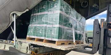 الطائرة الإغاثية السعودية الـ 82 تصل مطار العريش فى طريقها إلى غزة 