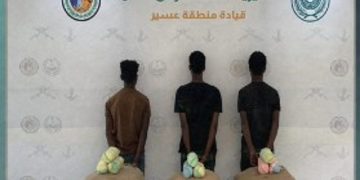 حرس الحدود بعسير يقبض على 3 إثيوبيين لتهريبهم 60 كيلوجراما من القات المخدر