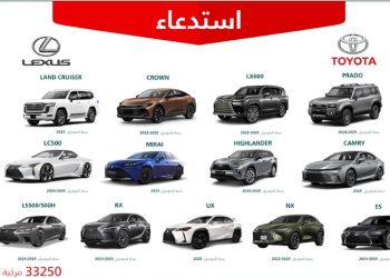 «التجارة»: استدعاء أكثر من 33 ألف مركبة «تويوتا» و«لكزس» بسبب خلل تقني