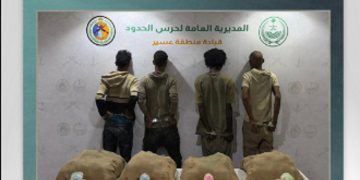 القبض على 4 من الجنسية الإثيوبية في عسير لتهريبهم 67 كيلوجرامًا من القات