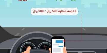 «المرور» يحذّر من استخدام الجوال أثناء القيادة وغرامته تبلغ 900 ريال