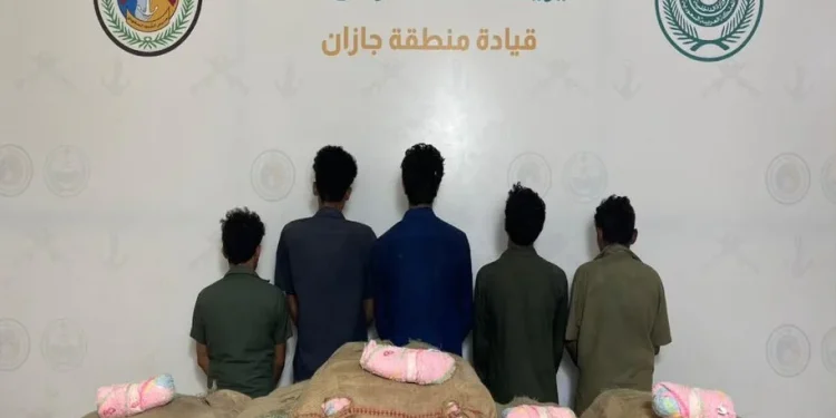 ضبط 70 كيلوجرامًا من نبات القات المخدر بحوزة 5 مخالفين لنظام أمن الحدود بجازان