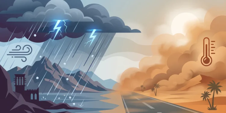 “الأرصاد” يحذر من أمطار رعدية وبرد ورياح مثيرة للغبار على 7 مناطق