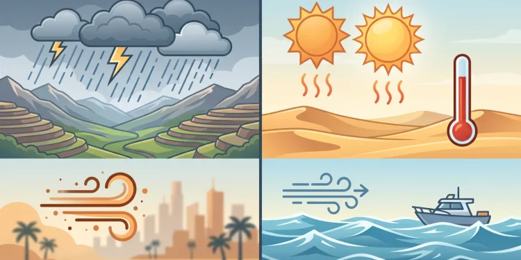 الأرصاد: أمطار رعدية على مرتفعات الجنوب ورياح مثيرة للغبار في عدة مناطق