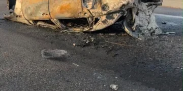 انقلاب مركبة واشتعالها على طريق القويعية–الدوادمي وإصابة قائدها