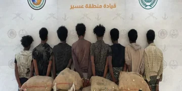 حرس الحدود بعسير يقبض على 8 مخالفين لتهريب 160 كيلوجرامًا من نبات القات المخدر