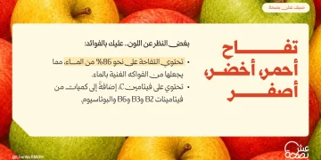“الصحة”: 86% من التفاحة ماء.. فوائد غذائية واحدة مهما اختلف لونها