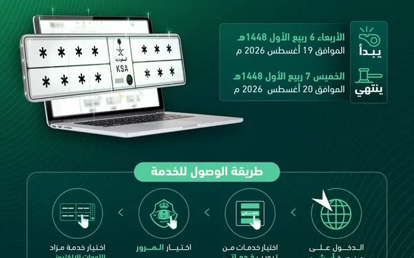 المرور يطلق مزاد اللوحات المميزة إلكترونياً عبر أبشر
