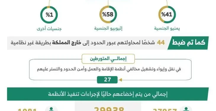الداخلية تضبط أكثر من 13 ألف مخالف لأنظمة الإقامة والعمل وأمن الحدود خلال أسبوع