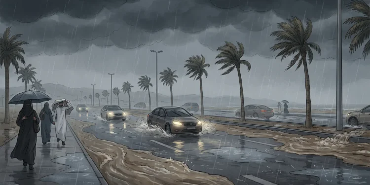 أمطار رعدية غزيرة وسيول وبَرَد ورياح مثيرة للأتربة في عدة مناطق اليوم