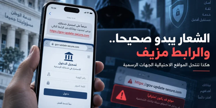 الشعار يبدو صحيحًا، والرابط مزيف ⚠️