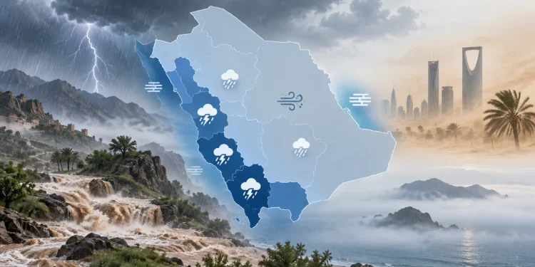 أمطار رعدية غزيرة وسيول متوقعة على 15 مناطق سعودية اليوم