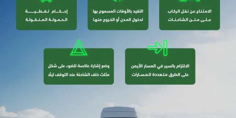 «المرور» يجدد التذكير بـ5 اشتراطات لسلامة سير الشاحنات على الطرق