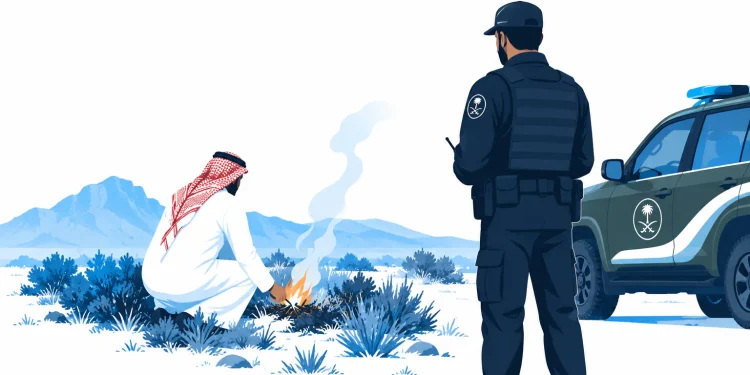 القوات الخاصة للأمن البيئي تضبط مواطناً أشعل النار في غطاء نباتي بحائل